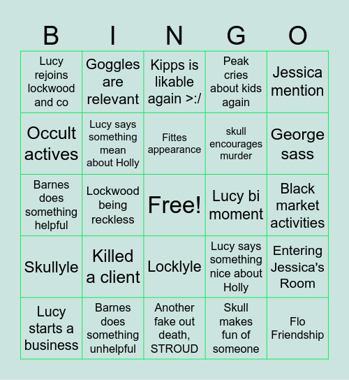 Lockwood and Co Bingo: Creeping Shadow Bingo Card