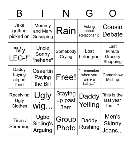 2025 Thanksgiving Bingo Card