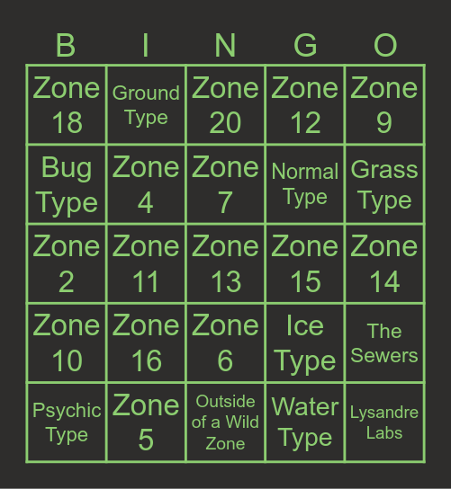 Legends Z-A Shiny Bingo Card