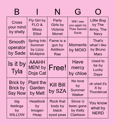 Birthday Music Bingo Card