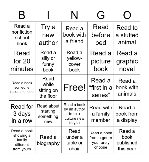 AUGUST – Back to Books Bingo Card