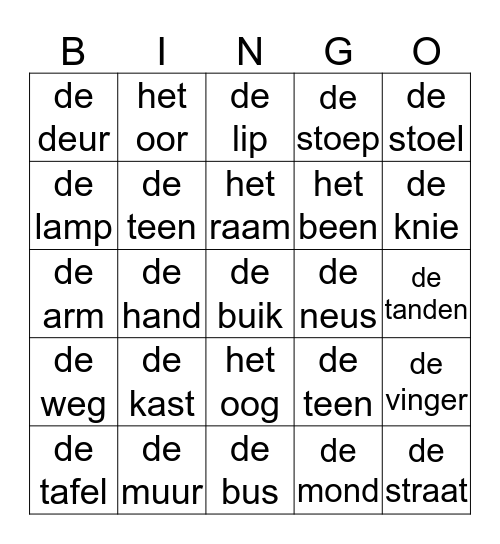 9 december BINGO in Velp Bingo Card