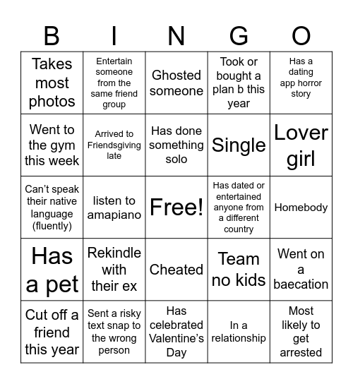 Friendsgiving Bingo Card
