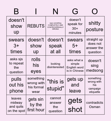 doesnt need be perfect Bingo Card