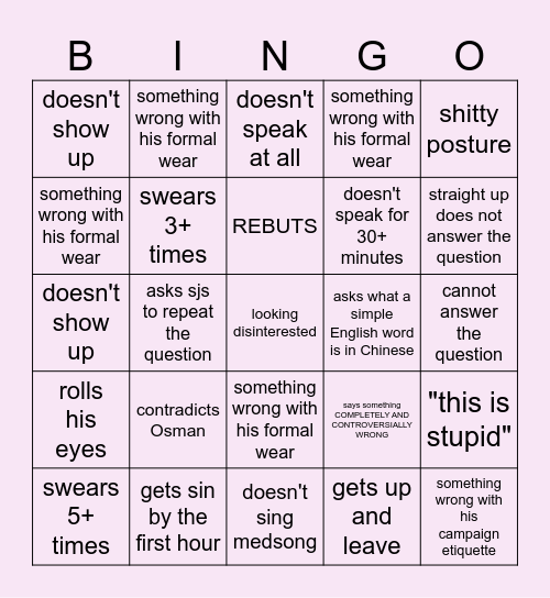 doesnt need be perfect Bingo Card