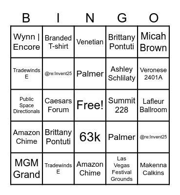 Ambassador Team Bingo Card