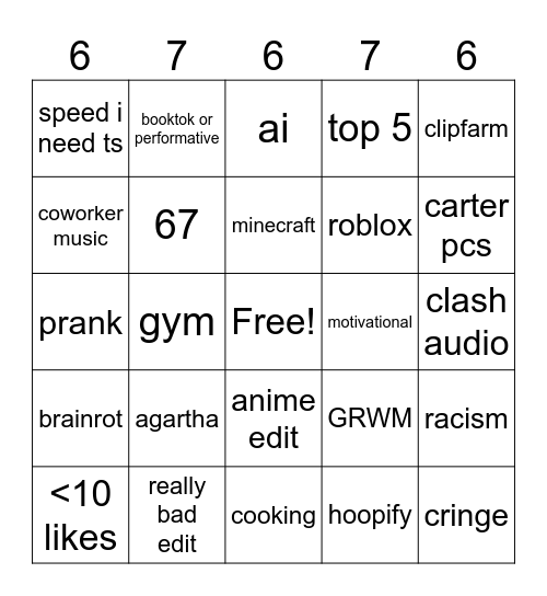 bingo board Bingo Card