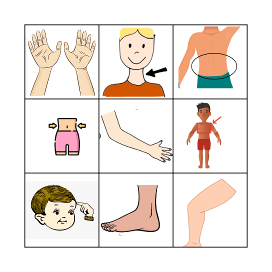 Body Parts BINGO! Bingo Card