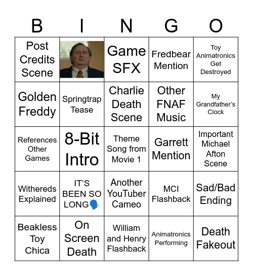 Five Nights at Freddy’s 2 Bingo Card