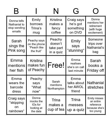 Team 4 Christmas Bingo Card