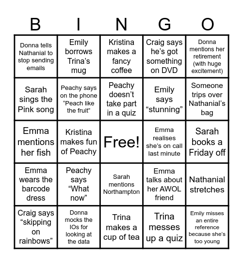 Team 4 Christmas Bingo Card