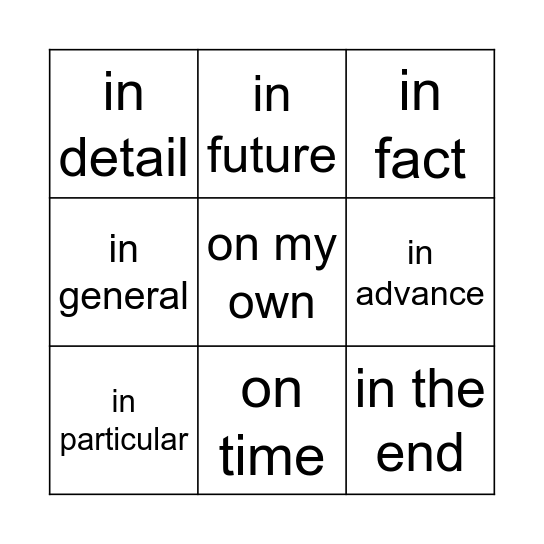 Unit 13 collocations Bingo Card