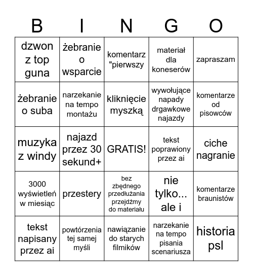BINGO PCHR Bingo Card