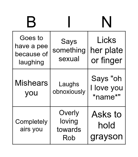 Grandma bingo Card
