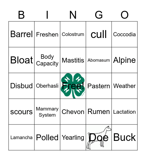 Do you know your goats? Bingo Card