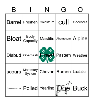Do you know your goats? Bingo Card