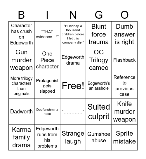 AAI1–4 Bingo Card