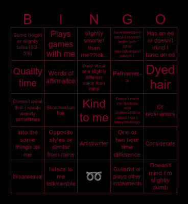 Yvettes type Bingo Card