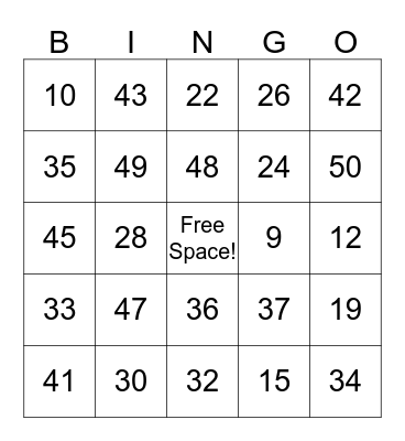 Order of Operations Bingo Card
