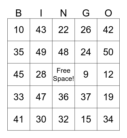 Order of Operations Bingo Card
