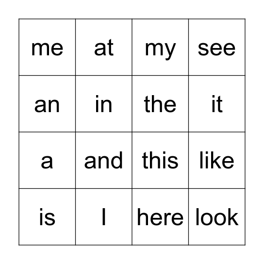 Snapword Bingo Card