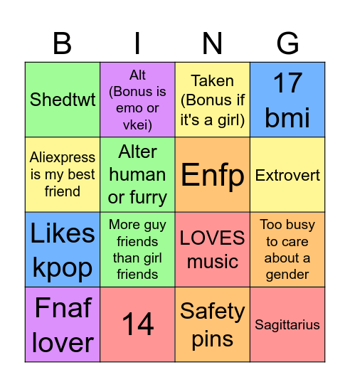 Bibi's bingo Card