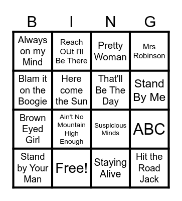 Music Bingo Card
