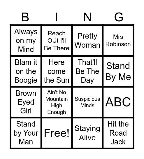 Music Bingo Card