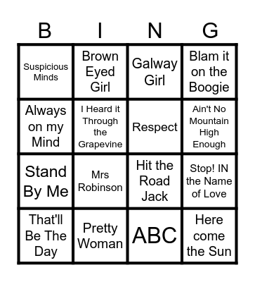Music Bingo Card