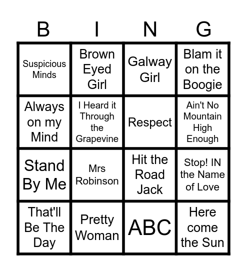 Music Bingo Card