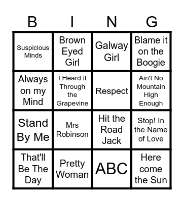 Music Bingo Card
