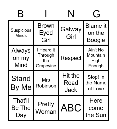 Music Bingo Card