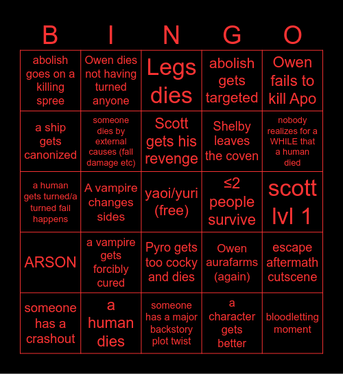 VSMP FINALE Bingo Card