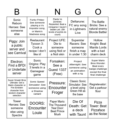 Gaming Bingo Card