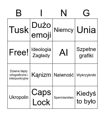 Boomerskie Komentarze Bingo Card
