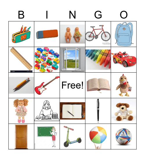 Classroom, toys Bingo Card