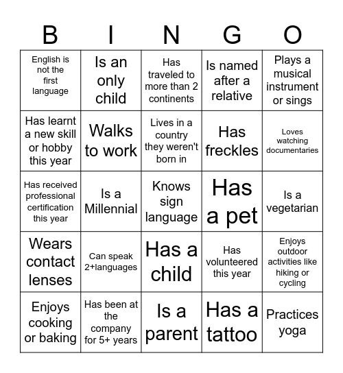 Inclusion Bingo Card