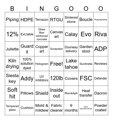 Patio Bingo Card