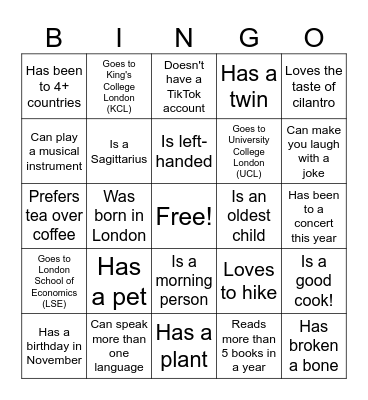 INTERCOLLEGIATE THINK TANKS SOCIAL!! Find one person for each box (NO REPEATS!!) Bingo Card