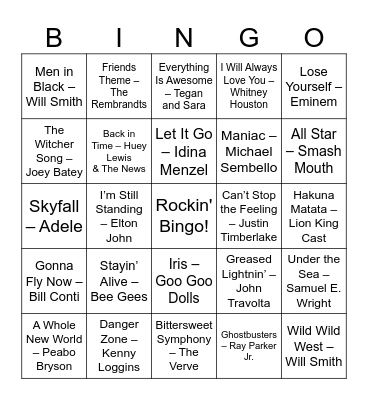 TV + Movie Soundtrack Tunes (2025) Bingo Card