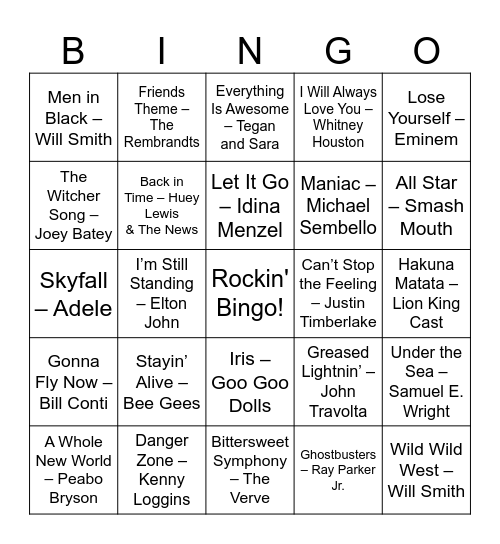 TV + Movie Soundtrack Tunes (2025) Bingo Card