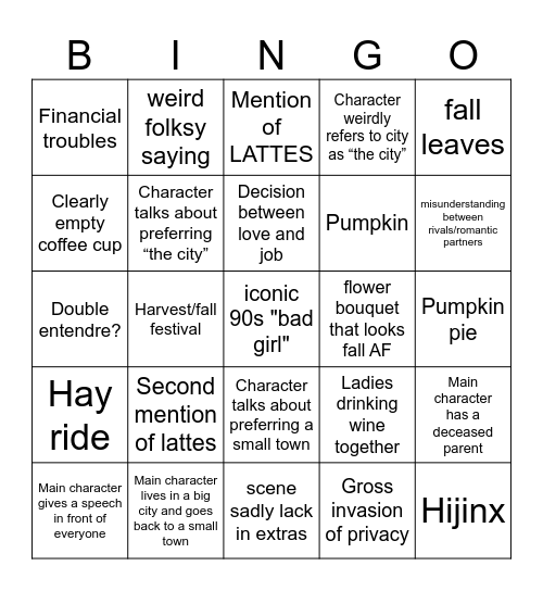 Fallmark Bingo 2025 Bingo Card
