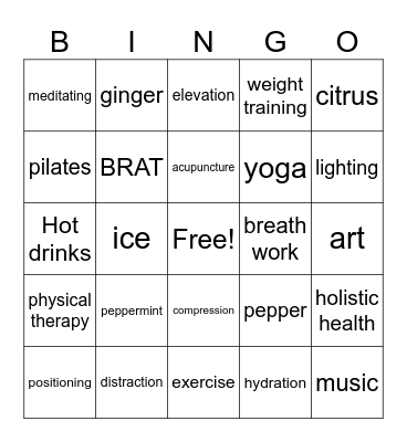 "Non-pharmacological treatment" Bingo Card