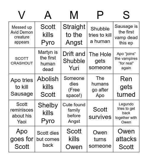 Finale!!! Bingo Card