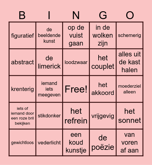 Woordenschat groep 6 thema 2 Bingo Card