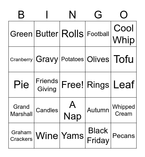 TRingo #45 Thanksgiving! Bingo Card