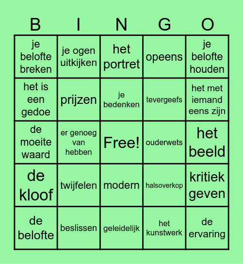 Woordenschat groep 4 thema 3 Bingo Card