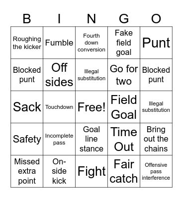 Football Bingo Card
