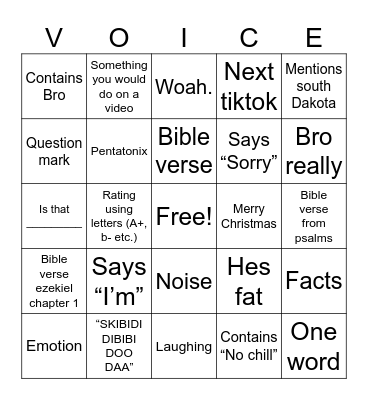 VOICEbot BIGNO Bingo Card