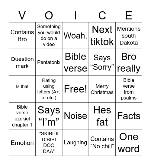 VOICEbot BIGNO Bingo Card